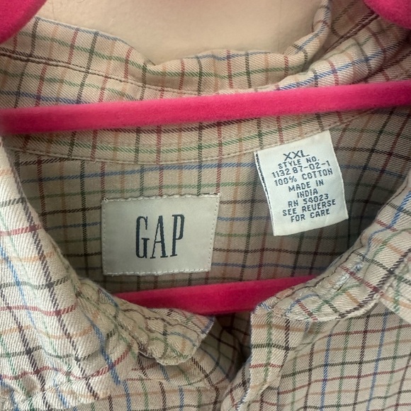 GAP Vintage 90s gray plaid Button Down Shirt Cotton Mens Size XXL - Picture 3 of 6